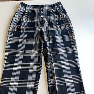 Forever 21 Pleat Front Button Up Black Plaid Pants
